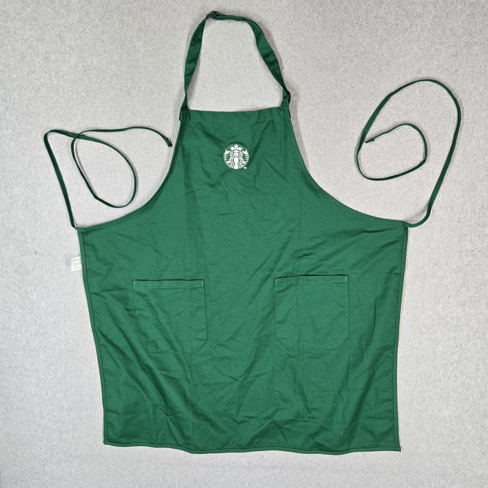 Starbucks Apron Green Embroidered Apron Workwear Logo Pockets Adjustable